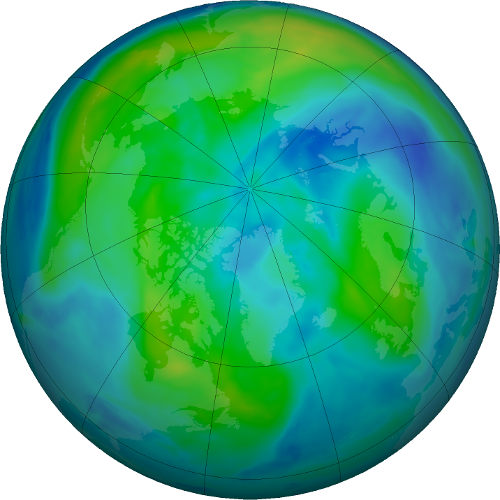 Arctic ozone map for 10 October 2020